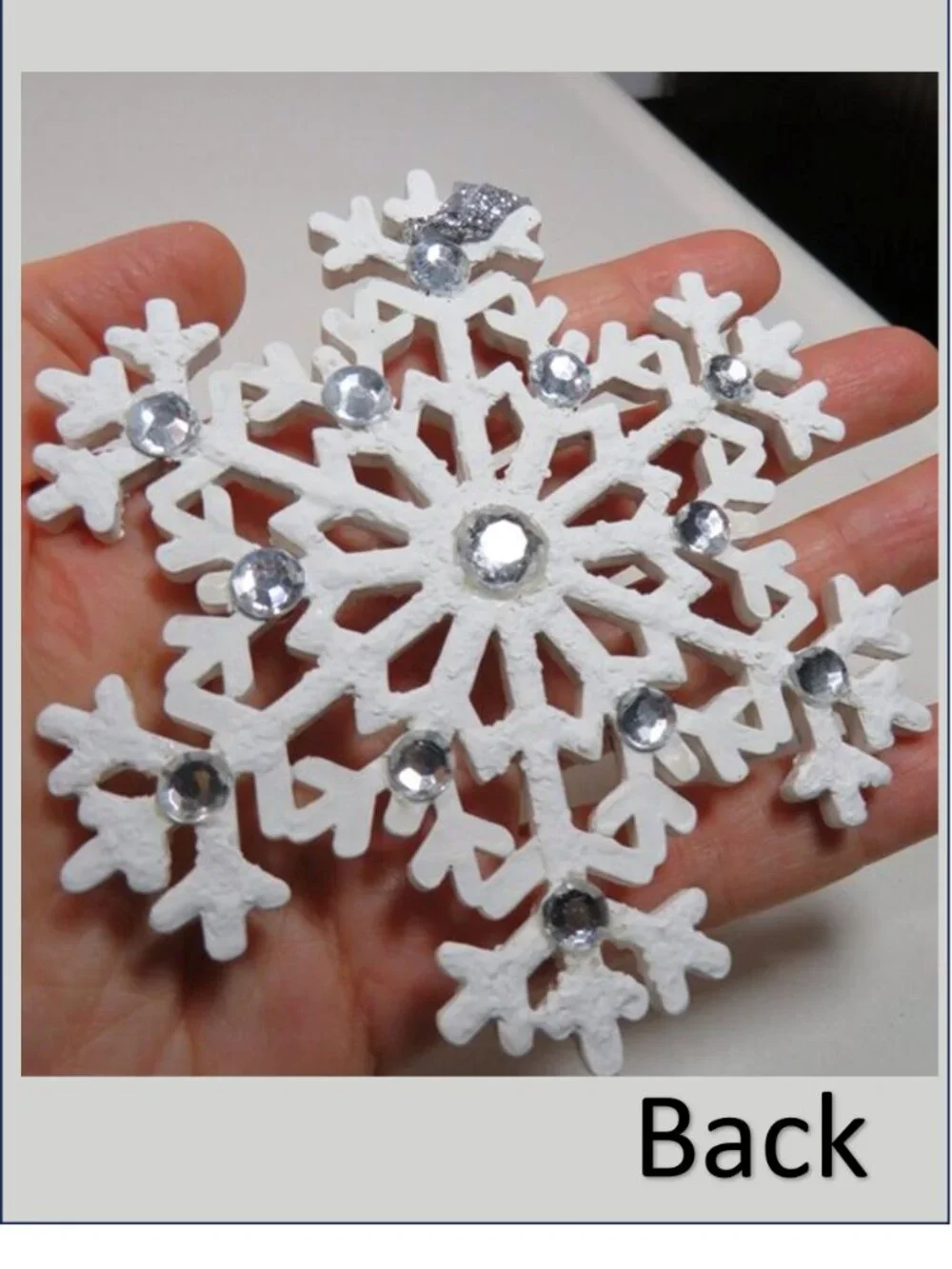 White Wood Winter Ornaments Lot 9 Polar Bear Birds Snowflake Rhinestone